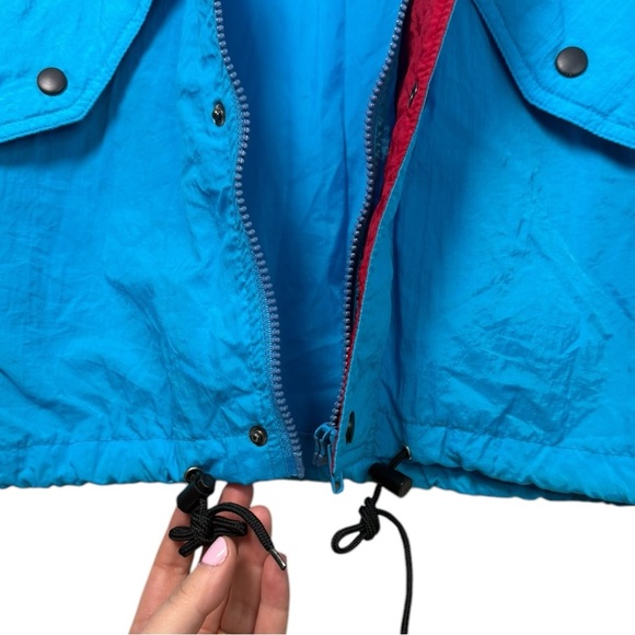 Vintage 80s Wind Rain Nylon Jacket Size Medium Large Blue Red Retro Bay Club - Picture 6 of 11